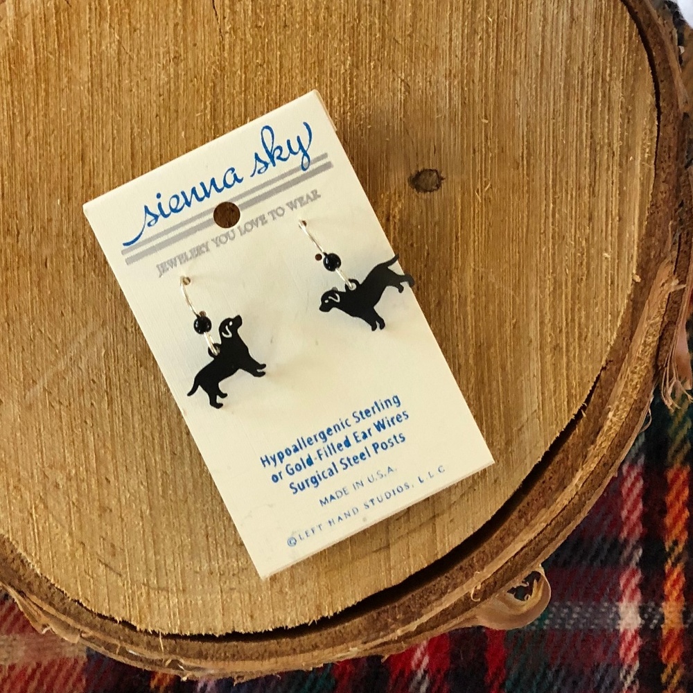 Black dog earrings